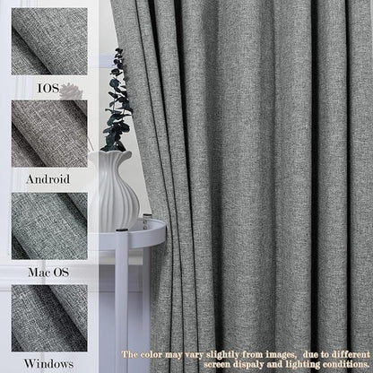 Room Divider Curtains Screen Partitions, Linen Look 100% Blackout Drapery 84 Inches Long, 120" Wide Pinch Pleated Window Drapes, Privacy Protecting, Light Blocking, (1 PC, Mid Grey)