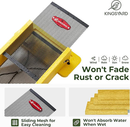 Kingsyard Metal Mesh Bird Feeder for Outdoors Hanging, Finch Feeder for Nyjer/Thistle, Sliding Mesh & Built-in Perch, Recycled Plastic, Yellow