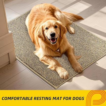 JSEI Dirt Trapper Door Mat 32"x48" Non-Slip Washable Entrance Mat, Dog Doormats, Absorbent & Fade-Resistant Floor Mats, Low Profile Welcome Mats for Entryway, Front Door, and Inside Entrance, Beige