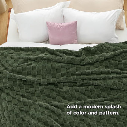 Bedsure GentleSoft Blankets Queen Size for Bed - Super Soft Cozy Blanket for Women Men Girls, Large Fuzzy Fleece Throw for Bedroom Decor, Bronze Green, 90x90 Inches