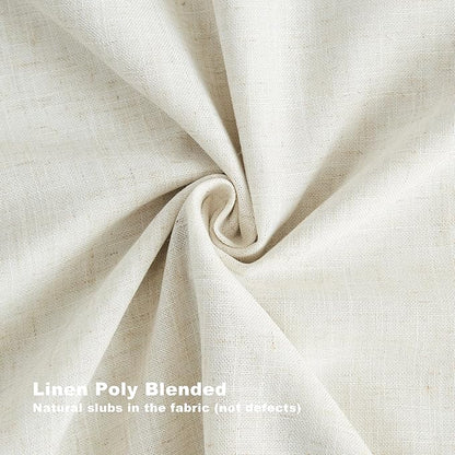 Vision Home Natural Pinch Pleated Full Blackout Curtains Linen Blended Room Darkening Window Curtains 90 inch for Living Room Bedroom Thermal Insulated Pinch Pleat Drapes with Hooks 2 Panel 40"Wx90"L
