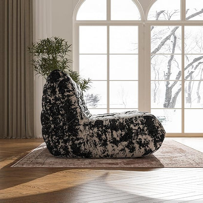 Bean Bag Chair, Loveseat Fireside Chair Bean Bag Sofa Large Bean Bag Chair for Adults, 2 Seater Bean Bag Chairs for Teens with High Density Comfortable Foam, Bean Bag for Living Room (Black Pattern)
