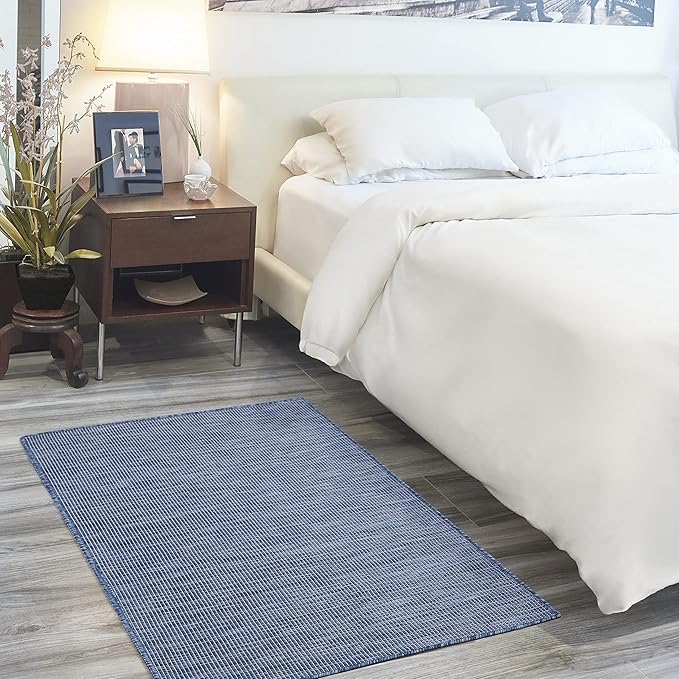 Nourison Positano Indoor/Outdoor Navy Blue 3' x 5' Area Rug, Easy Cleaning, Non Shedding, Bed Room, Living Room, Dining Room, Backyard, Deck, Patio (3x5)