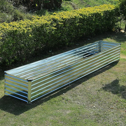 12x2x1.5ft Galvanized Raised Garden Bed,Outdoor Planter Box Metal Patio Kit Planting Bed for Vegetables Flowers Herb,Silver