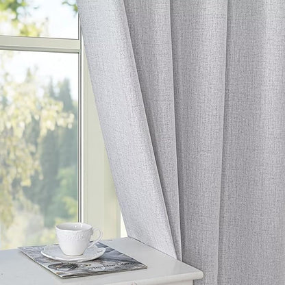 Blackout Curtains 108 Inches Long 2 Panels Set, 100% Black Out Textured Thermal Curtains, Grommet Privacy Light Blocking Drapes for Living Room Bedroom Luxury Deco(52W × 108L inch, Off-White)