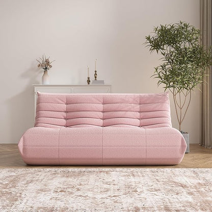 Big Bean Bag Chairs for Adults, 3 Seater Large Bean Bag Sofa, Fireside Chair Lazy Sofa Chair with High Density Comfortable Foam, Modern Bean Bag for Living Room, Bedroom, Office (Pink)