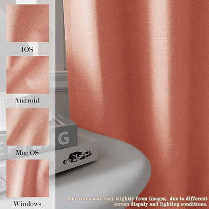 Extra Wide 100% Blackout Linen Textured Curtains - Room Dividers, W150 x L108 (1 Panel), Pinch Pleat Drapes for Living Room, Full Light Block Out Drapery for Sliding Door, Orange