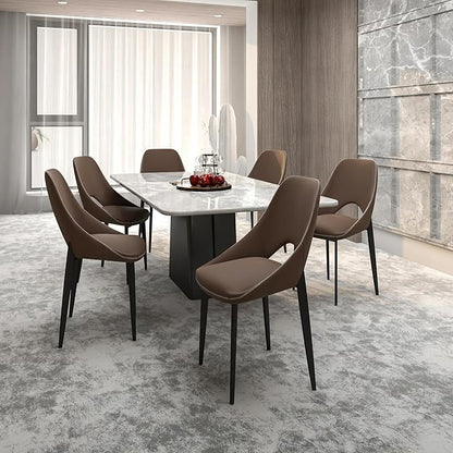 LeisureMod Amalfi Upholstered Fabric Dining Chair – Modern Side Chair with Iron Legs, Mid-Century Accent Chair for Dining Room or Kitchen