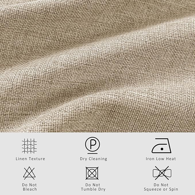 Macochico Pinch Pleated Blackout Curtains 102 Inches Long 100% Light Blocking Sand Beige Linen Drapes for Bedroom Living Room Farmhouse Shabby Chic Burlap Curtains with Tieback 72”Wx102”L 1 Panel