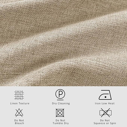 Macochico Pinch Pleated Blackout Curtains 102 Inches Long 100% Light Blocking Sand Beige Linen Drapes for Bedroom Living Room Farmhouse Shabby Chic Burlap Curtains with Tieback 72”Wx102”L 1 Panel