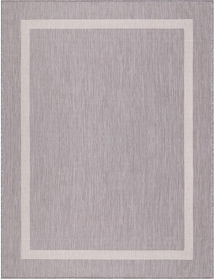 Bordered Outdoor Rug 8x10 Washable Outside Carpet for Indoor Patio Porch Waterproof Easy Cleaning Non Shedding Area Rugs Gray 8 x 10