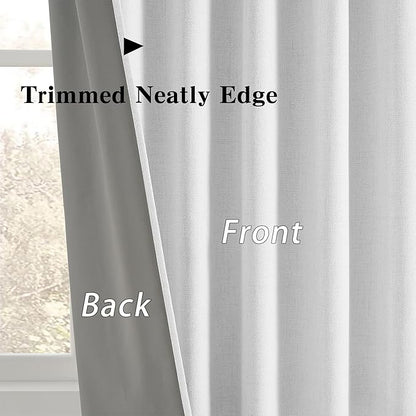 RAIN CITY Snow White Black Out Curtains 84 Inches Long Textured Bedroom Curtains for Track System Hooks Back Tab 2 Panels 50 x 84