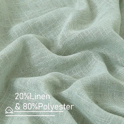 LAMIT Light Sage Linen Curtains 84 inch Length 2 Panels Set, Linen Textured Light Filtering Drapes Bronze Grommet Boho Burlap Panels for Bedroom/Living Room, 52 x 84 Inch