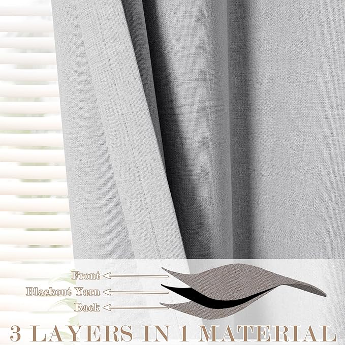 Room Divider Curtains Screen Partitions, Linen Look 100% Blackout Drapery 108 Inches Long, 100" Wide Pinch Pleated Window Drapes, Privacy Protecting, Light Blocking, (1 PC, Silver Grey)