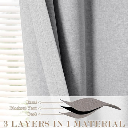 Silver Grey Pinch Pleat 100% Blackout Drapes Linen Blend, Room Divider, Room Darkening, Energy Saving, Furniture Protecting, Light Blocking Extra Wide Privacy Curtains, 240Wx84L, 1 PC