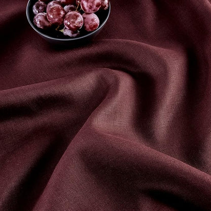 Solino Home Linen Burgundy Table Runner 132 Inches Long - 100% Pure Linen Extra Long Table Runner 14 x 132 Inch for Fall, Autumn, Thanksgiving - Classic Hemstitch