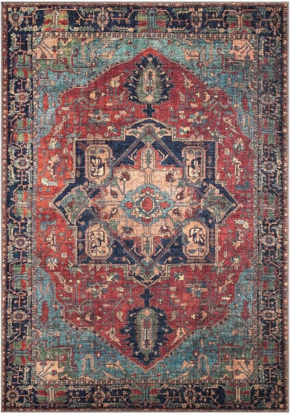Keen Home Design 10x14 Rug - Machine Washable Area Rug with Non-Slip Backing, Ideal for Living Room, Dining Room, Bedroom - Vintage, Easy Clean, Durable, Low Pile Rug - (9'7" x 14')