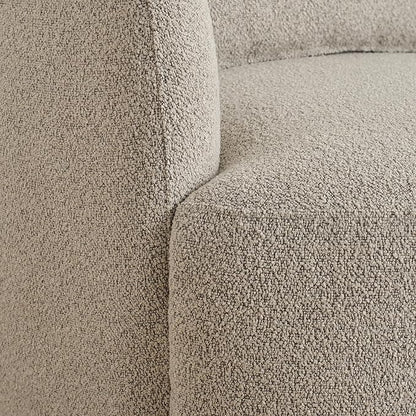 KINWELL 34" Wide 2 Boucle Swivel Barrel Chairs and 2 Ottomans Set, Fully Assembled Sherpa Accent Chairs and Footrest Set, Modern Comfy Armchairs and Footstool for Living Room and Bedroom, Taupe
