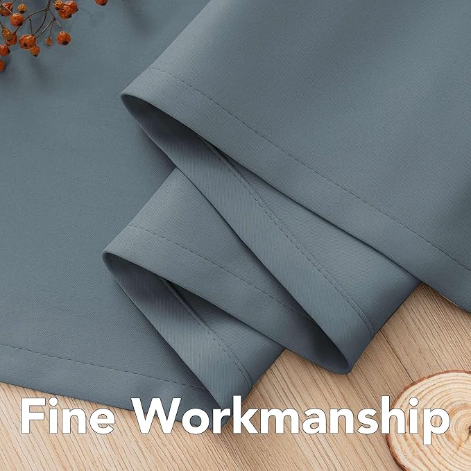 H.VERSAILTEX Soft and Smooth Blackout Window Curtain Panel,8 Grommets Drapes (Set of 2 Panels,52 by 63 - Inch,Stone Blue)