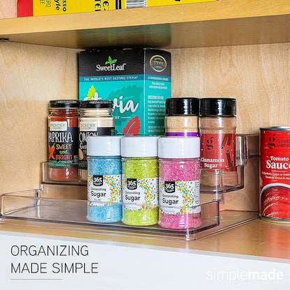 SIMPLEMADE 3-Tier Spice Rack Organizer - Versatile Storage Shelf for Kitchen, Bathroom, Bedroom & Office, Set of 2, Clear
