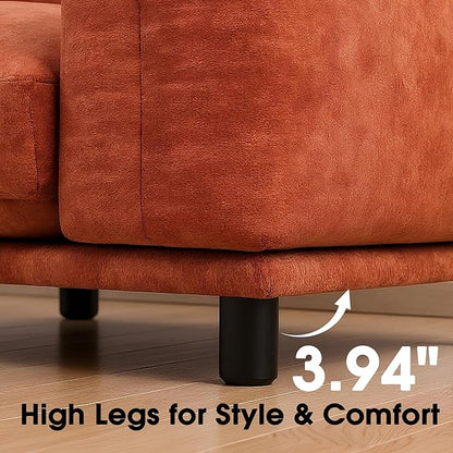 Modern Minimalist Chenille Modular Sectional Sofa, Oversized Couch and Loveseat Set with Thick Cushions, Upholstered Sofa for Small Spaces, Living Room, Bedroom, Office, Apartment(Orange,75" Loveseat)