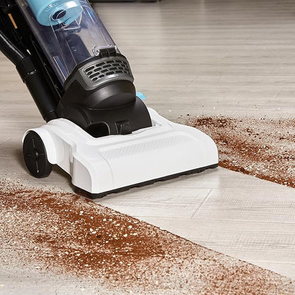 Amazon Basics Upright Bagless Vacuum Cleaner for Carpet and Hard Floors, With Crevice and Upholstery Tools, Detachable Handle, Lightweight (8.4 lbs), 1.7L Dust Cup, 720W, 25ft Cord, Black/White