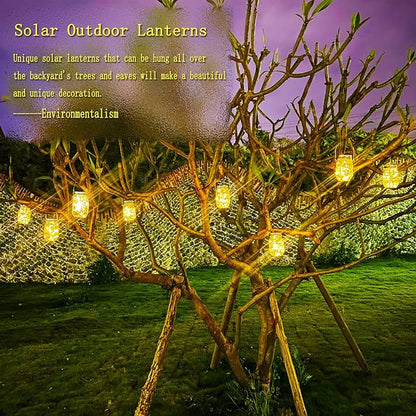 Cooo 9 Pack Solar Lanterns Outdoor Waterproof Upgraded Crystal Glass Solar Mason Jar Lights 30 LED 215% Larger SolarPanel, Anti-Rust Lid Hanging Outdoor Lanterns for Patio Garden Porch