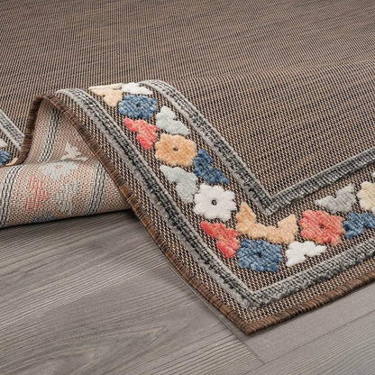 Beverly Rug Outdoor Rug 6x9 Modern Bordered Area Rugs for Indoor and Outdoor Patio Easy to Clean Non Shedding Living Room Porch Garden Washable Outside Carpet (6 x 9 Brown)