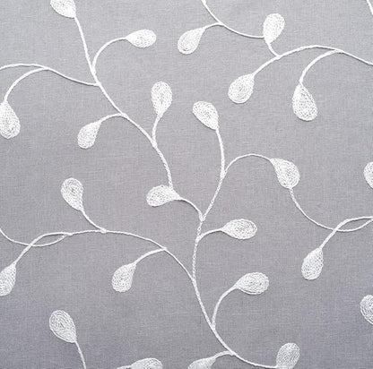 MIUCO Floral Embroidered Semi Sheer Curtains Faux Linen Grommet Curtain Panels for Bedroom 52 x 95 Inch 2 Panels, Grey