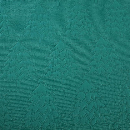 MarCielo 3-Piece Christmas Quilt 100% Cotton Oversized Bedspread Lightweight Coverlet Embroidery Christmas Tree Pattern Bedding Set(TC Emerald, Oversized Queen (100"x106"))
