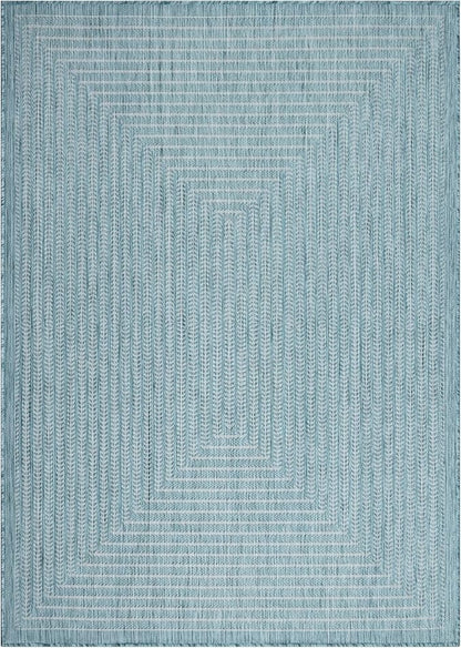 Adiva Rugs Outdoor Indoor Area Rug, Weather Resistant, Easy to Clean, Stain Resistant Floor Mat for Dining Room, Backyard, Deck, Patio (Aqua Weiss, 2'6" x 7')