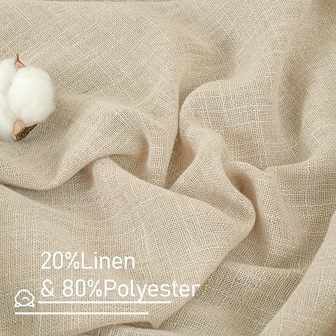LAMIT Light Filtering 63 inch Length Sheer Curtains, Soft Semi Sheer Linen Textured Bronze Grommet Neutral Boho Drapes for Living Room/Bedroom, 2 Panels Set, 52 x 63 Inch, Linen