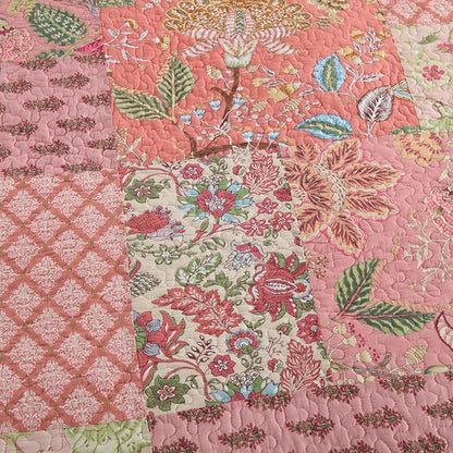 NEWLAKE Cotton Patchwork Bedspread, 3-Piece Bedding Quilt Set with Real Stitched Embroidery, Reversible Matelasse Bed Coverlet Set,Bohemian Floral,California King Size