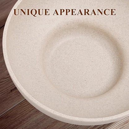 Large Decorative Bowl, Modern Handicraft Resin Bowls for Home Decor, Decorative Fruit Bowl for Kitchen Counter, Stylish Key Bowl for Entry Table, Artificial Stone Resin Beige