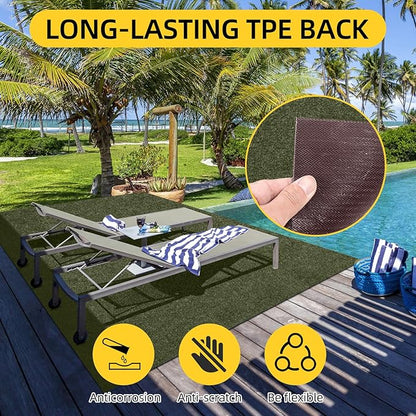 Marine Carpet,6 FT x 14 FT Olive Green Indoor Outdoor Carpet 0.2" Thick with Water-Proof TPE Backing, Non-Slide for Home, Patio, Porch, Deck