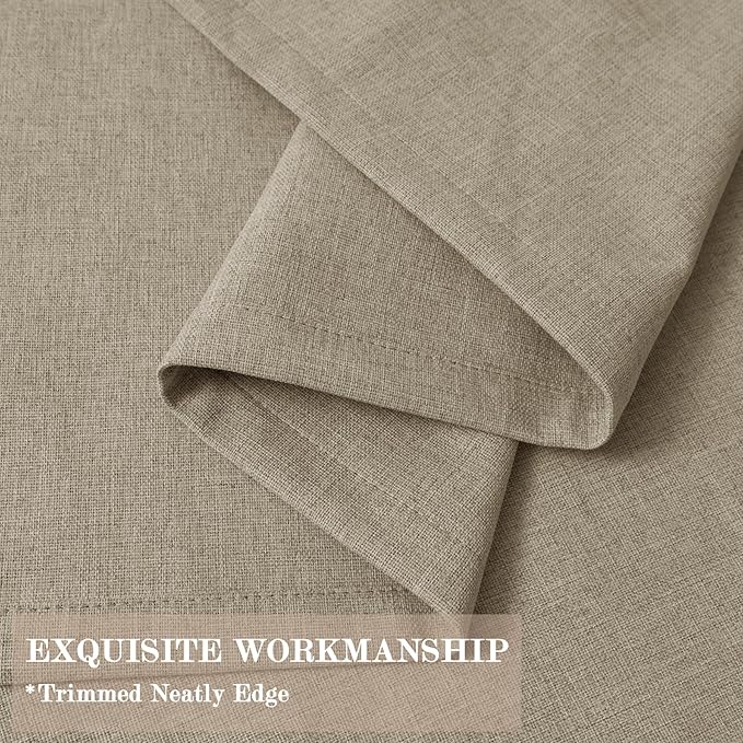 100" W x 84" L Faux Linen Room Divider Curtains, Full Blackout Pinch Pleated Drapes for Traverse Rod, Bedroom Divider Privacy Drapery with Hooks for Ceiling Track, 1 Panel, Light Khaki