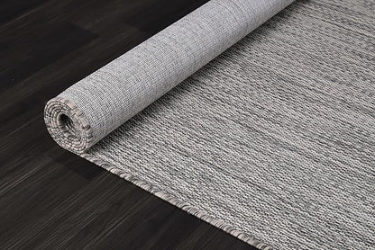 CAMILSON Outdoor Rug 5x7 Modern Area Rugs for Indoor and Outdoor Patios and Porches - Waterproof, Washable, Non-Shedding, Easy-to-Clean Outside Carpet (5 x 7, Solid - Silver Gray)