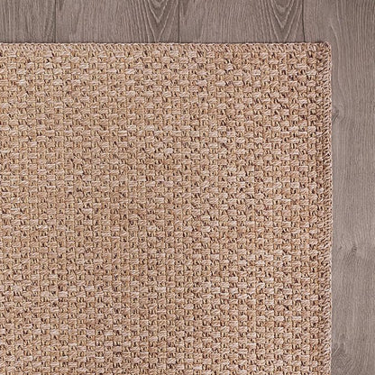 CAMILSON Easy Jute Rug 6x9, Indoor Outdoor Natural Color Farmhouse Area Rugs for Living Room Patio and Kitchen Rug, Solid Boho Woven Design, Easy-Cleaning, Washable Outside Carpet Alfombras (6 x 9)
