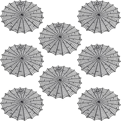 8 Pcs Spider Web Placemats - 15" Heat Insulation Table Mats - Hollow Out Spiderweb Coasters for Dining Table Halloween Decoration (Black)