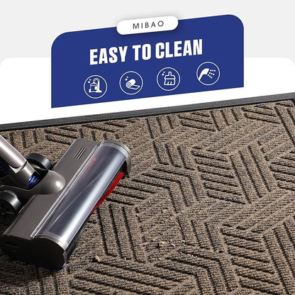 Mibao Front Door Mat Outside Entrance, Durable Outdoor Indoor Mat, Low Profile Heavy Duty Doormat, Non-Slip, Traps Dirt and Moisture, Easy Clean Patio Porch Entryway Mat, 32" x 47", Brown