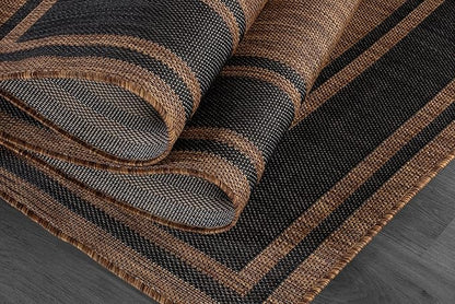 Beverly Rug Outdoor Rug 6x9 Modern Bordered Area Rugs for Indoor and Outdoor Patio Deck Porch Garden Waterproof Weather Sun Resistant Washable Outside Carpet (6 x 9 Gold)