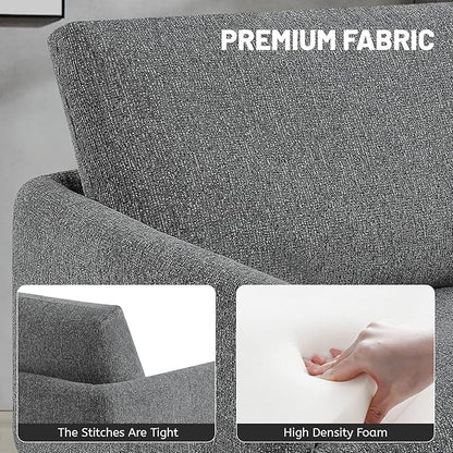 Oversized Accent Chair for Living Room Chairs Reading Arm Chair Comfy Modern Single Sofa Side Chairs with Metal Legs & Soft Cushion for Bedroom, Balcony,Waiting Room(Chenille, Dark Grey)