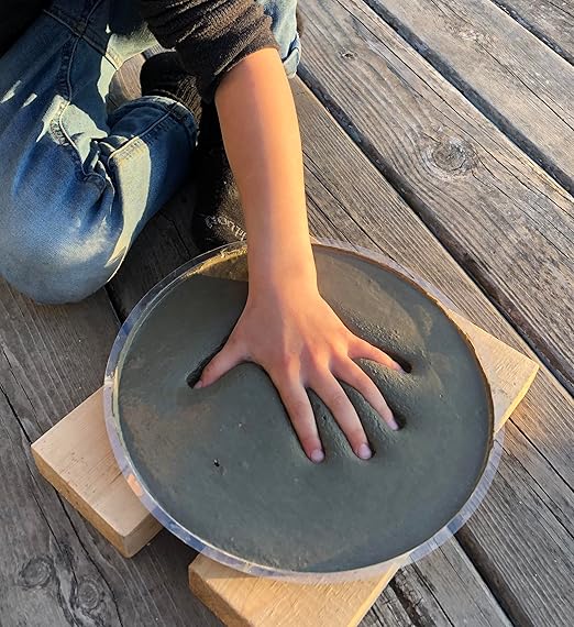 Large DIY Stepping Stone Kit, Handprint Stepping Stone, Mother's Day Gift, Footprint Stepping Stone (10 Inch + Stamp Set)