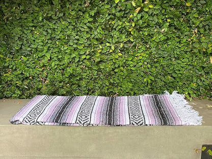 Del Mex Classic Mexican Blanket, Large Authentic Woven Falsa Throw (70"x50"), Artisan Southwest Décor for Beach, Yoga, Outdoors (Lavender)