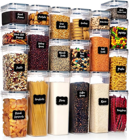 WHITE FEATHER SUPPLIES 40 PCS Airtight Food Storage Containers with Lids - BPA Free Durable Plastic Leakproof Flour Sugar Cereal Containers Storage for Pantry Organization - Dishwasher Safe
