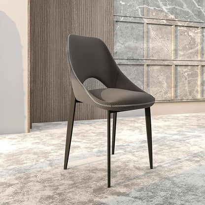 LeisureMod Amalfi Upholstered Fabric Dining Chair – Modern Side Chair with Iron Legs, Mid-Century Accent Chair for Dining Room or Kitchen