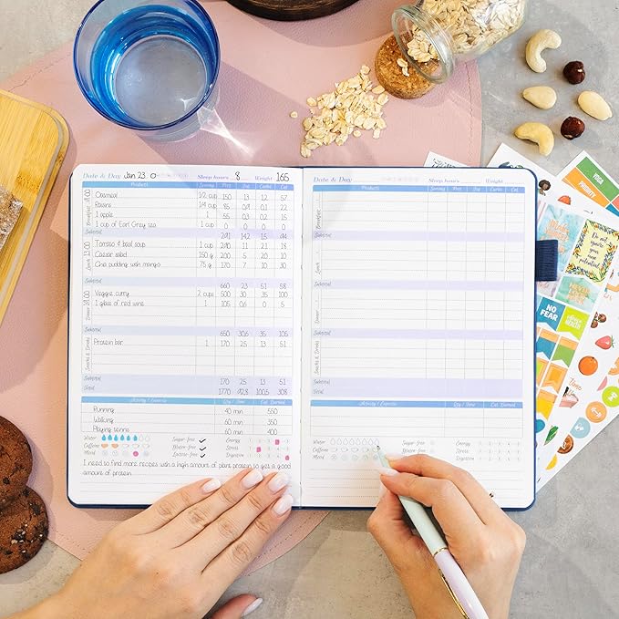 GoGirl Food Journal & Wellness Planner –– Diet & Fitness Diary – Nutrition Journal with Meal, Exercise & Weigh Loss Tracker, A5 (Mystic Blue)