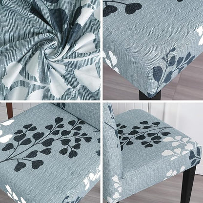 JQinHome Pattern Chair Covers for Dining Room Set of 6, High Stretch Removable Washable Parsons Chair Slipcover for Home Party Hotel Wedding Ceremony (Flower,6PCS)