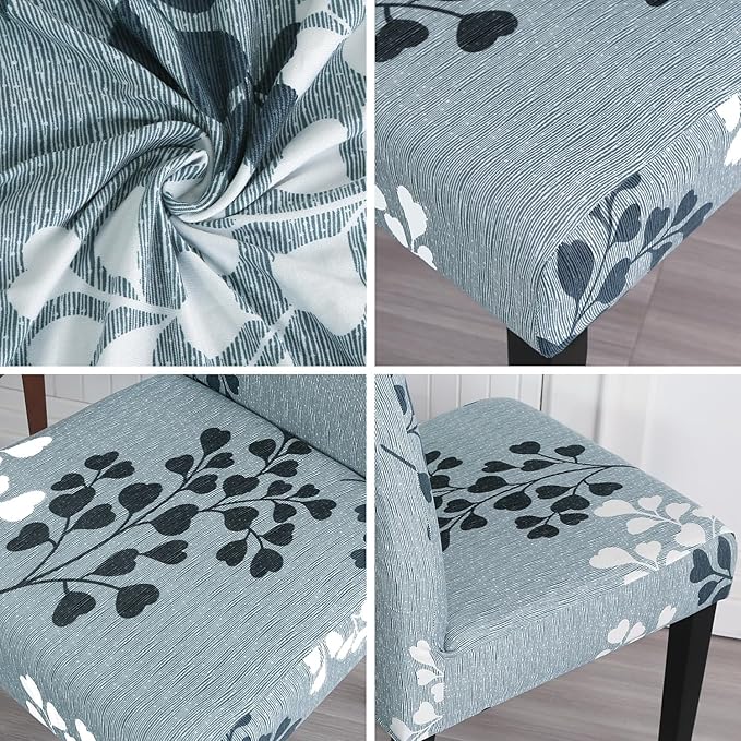 JQinHome Pattern Chair Covers for Dining Room Set of 4, High Stretch Removable Washable Parsons Chair Slipcover for Home Party Hotel Wedding Ceremony (Flower,4PCS)