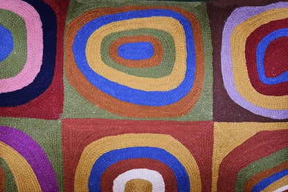 Lumbar Kandinsky Cushion Cover Farbstudie Quadrate Hand Embroidered Wool 13x21